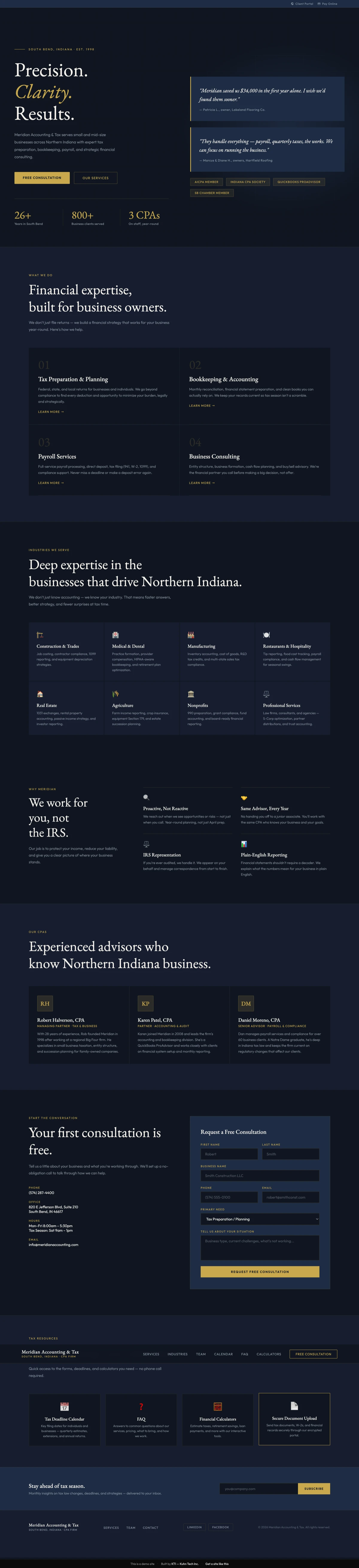 Meridian Accounting website preview